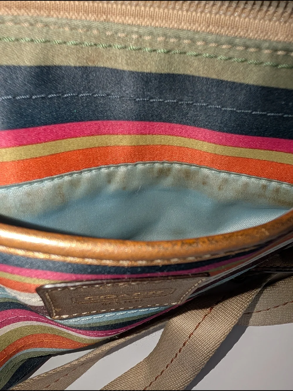 Coach Legacy Stripe Swingpack Crossbody Bag and Matching Striped Wristlet